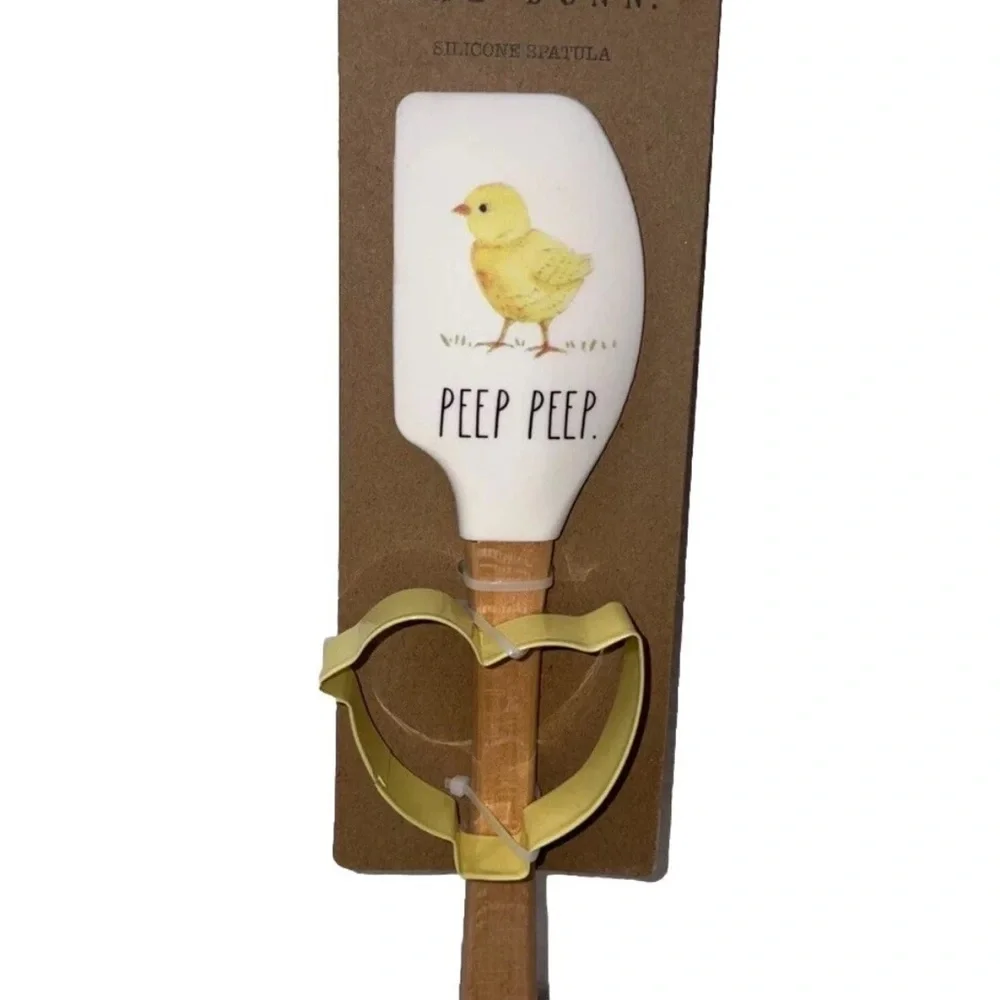 Rae Dunn Spring EASTER Chick Peep Peep Silicon Spatula & Cookie Cutter Baking
